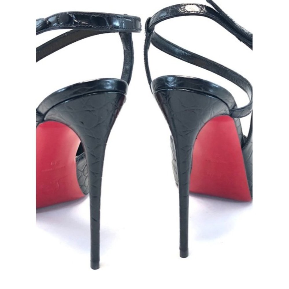 CHRISTIAN LOUBOUTIN Jenlove Alta Leather Croc Embossed Peep Toe Pumps EU:39 - Picture 7 of 12
